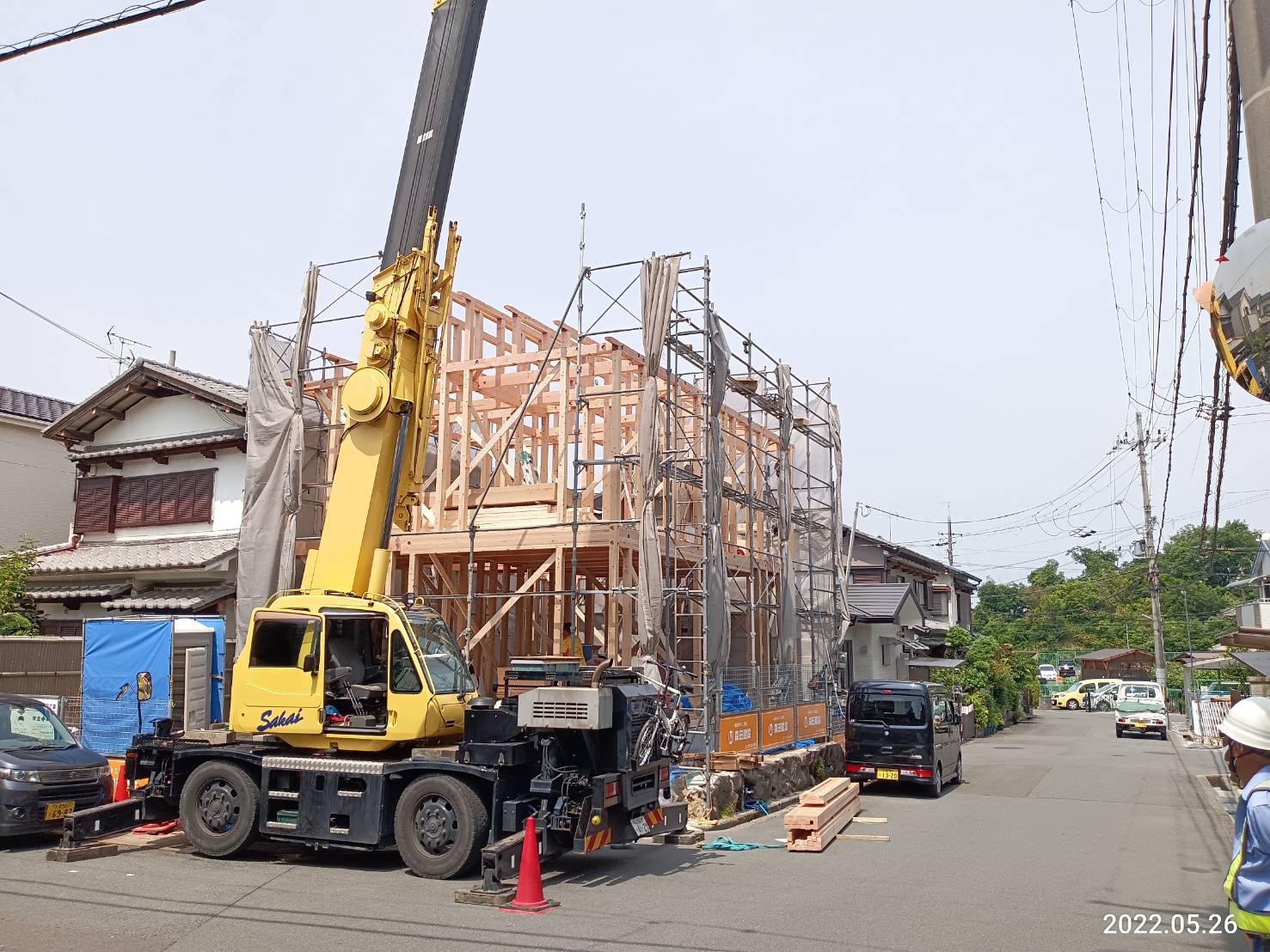 枚方市藤阪東町四丁目の家の棟上げ